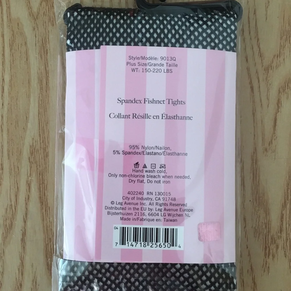 New Women’s Leg Avenue Spandex Fishnet Tights Black Queen Size 150-220lbs